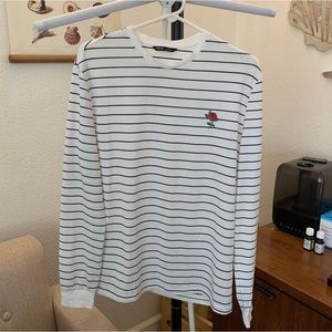 Shein long sleeve striped shirt with rose design